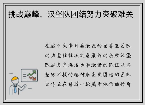 挑战巅峰，汉堡队团结努力突破难关